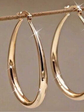 New Elegant Large Teardrop Gold Hoop Earrings Modern Daily Wear Ear Hoops